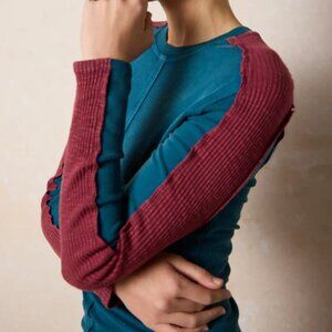 NWT- Natural Life-Teal-Long sleeves-layering-Austin Ribbed Knit Top- Size Medium